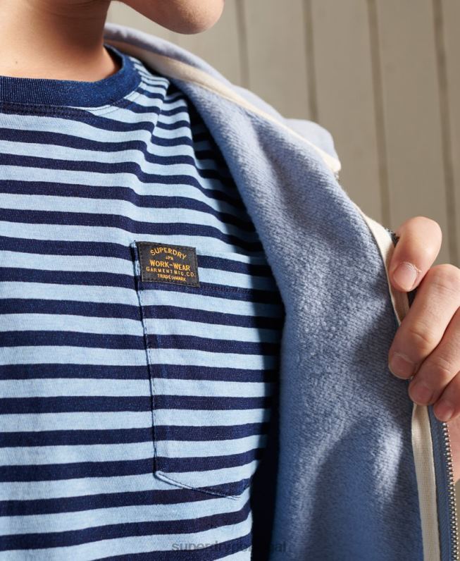 camiseta boho índigo de algodão orgânico homens azul roupas Superdry 2208H4963