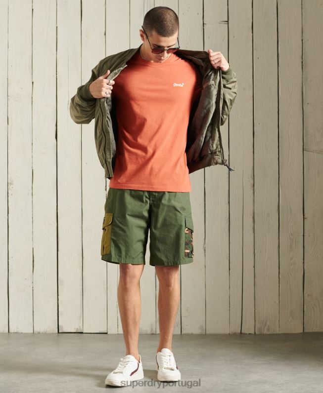 camiseta bordada vintage de algodão orgânico homens laranja roupas Superdry 2208H4913