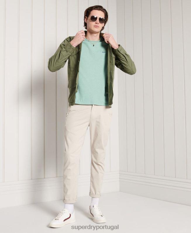 camiseta bordada vintage de algodão orgânico homens turquesa roupas Superdry 2208H4959