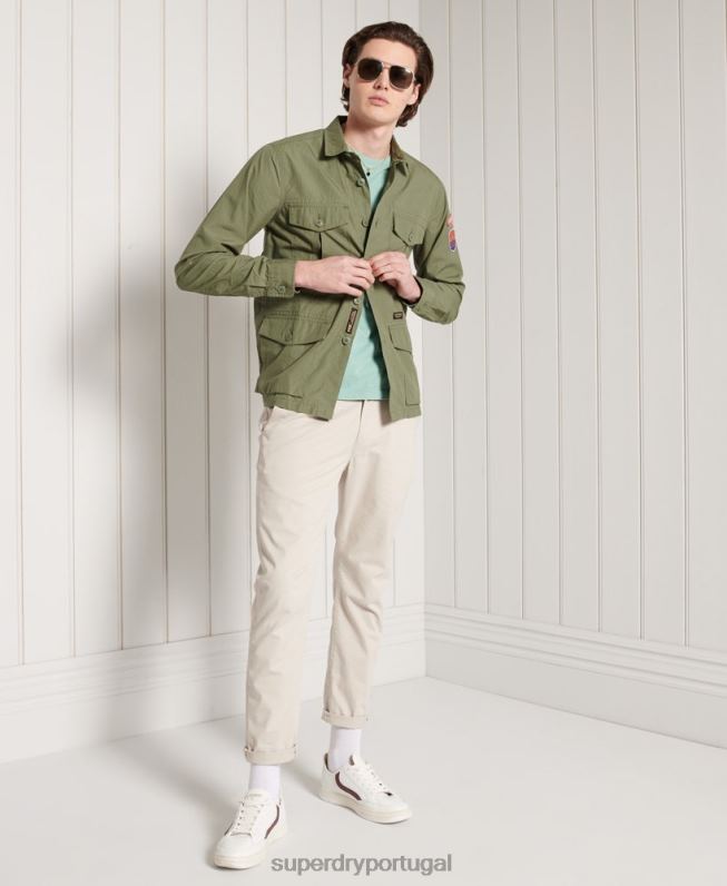 camiseta bordada vintage de algodão orgânico homens turquesa roupas Superdry 2208H4959