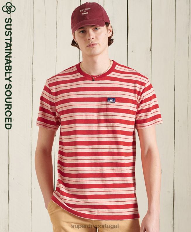 camiseta cali surf de algodão orgânico com ajuste relaxado homens vermelho roupas Superdry 2208H4983