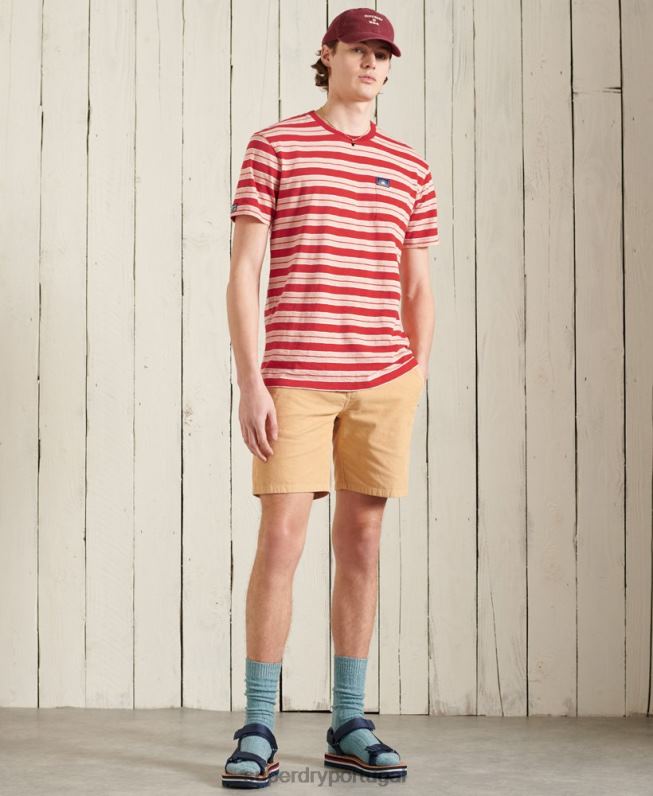 camiseta cali surf de algodão orgânico com ajuste relaxado homens vermelho roupas Superdry 2208H4983