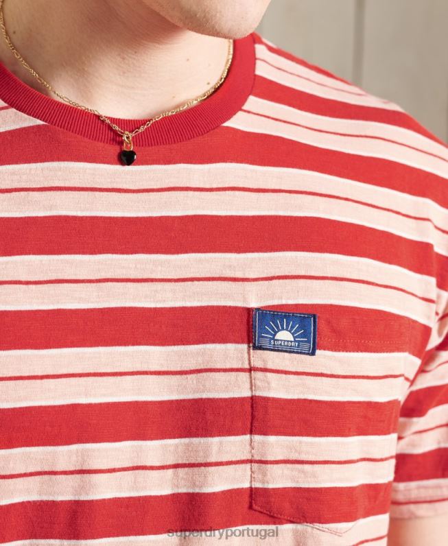 camiseta cali surf de algodão orgânico com ajuste relaxado homens vermelho roupas Superdry 2208H4983