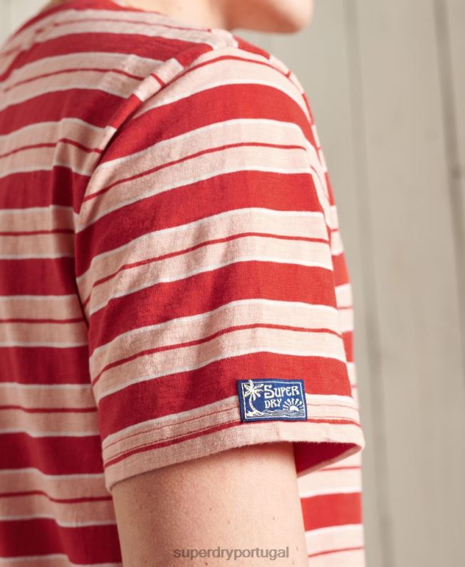 camiseta cali surf de algodão orgânico com ajuste relaxado homens vermelho roupas Superdry 2208H4983