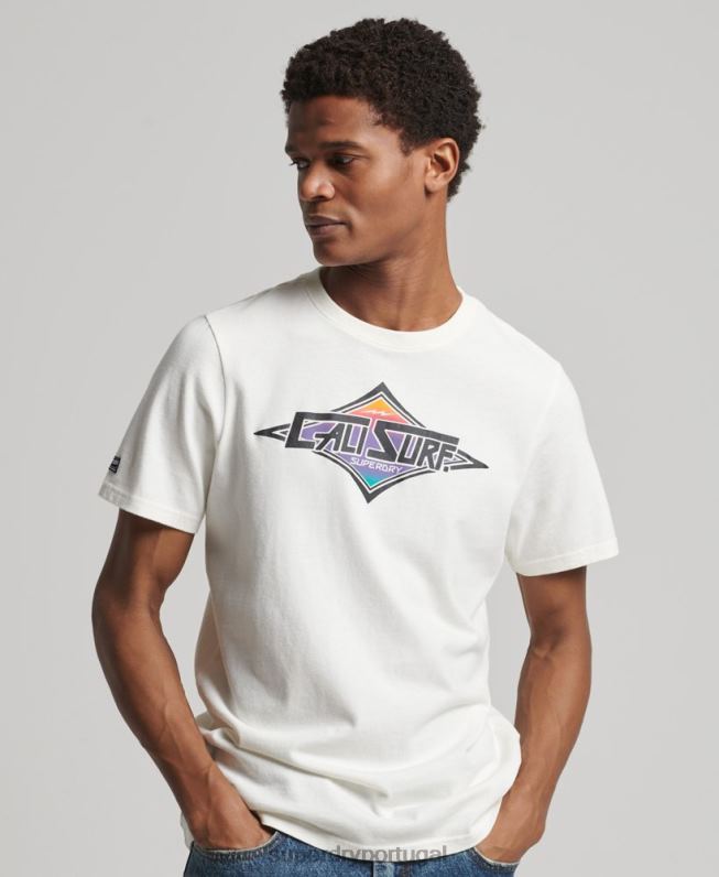 camiseta cali vintage homens branco roupas Superdry 2208H4952