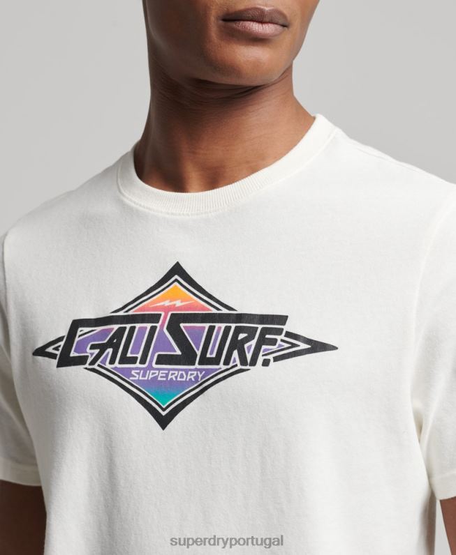 camiseta cali vintage homens branco roupas Superdry 2208H4952