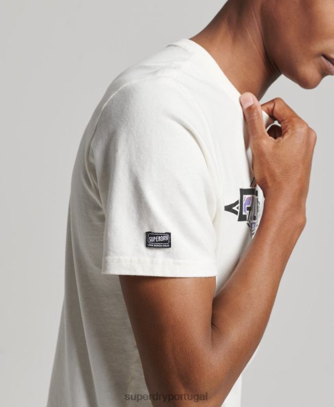 camiseta cali vintage homens branco roupas Superdry 2208H4952