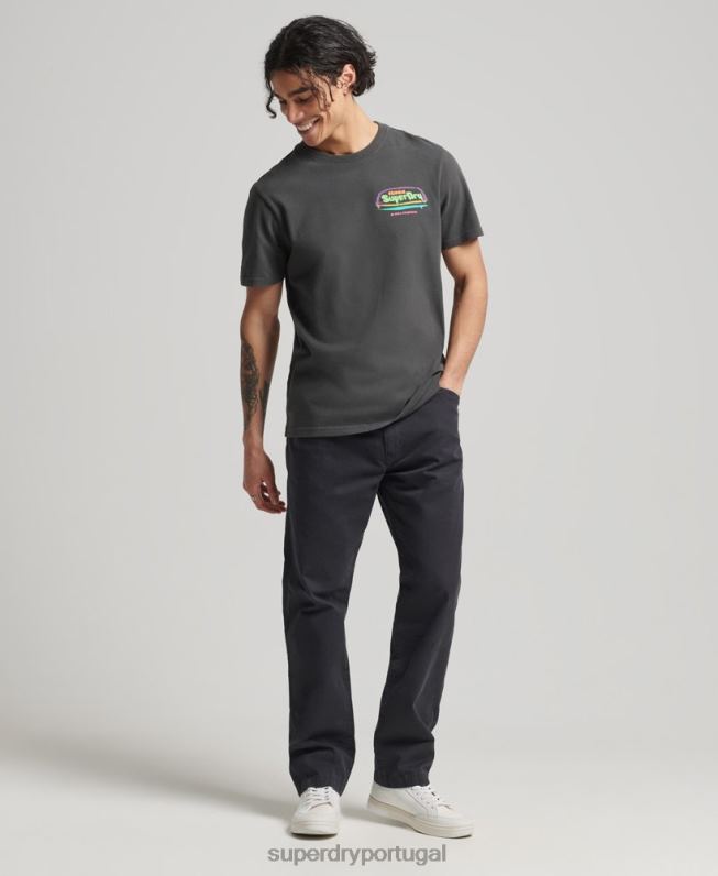 camiseta cali vintage homens cinza escuro roupas Superdry 2208H4823