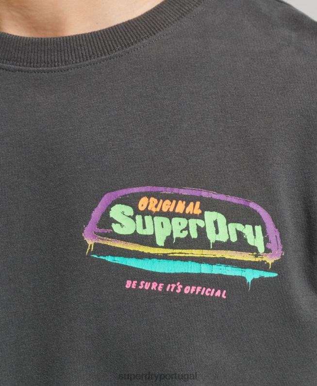 camiseta cali vintage homens cinza escuro roupas Superdry 2208H4823