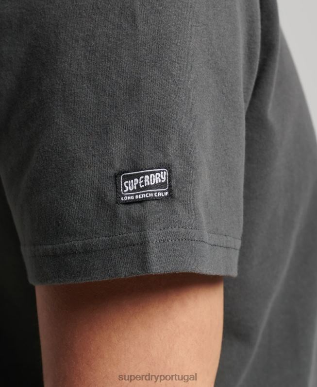 camiseta cali vintage homens cinza escuro roupas Superdry 2208H4823