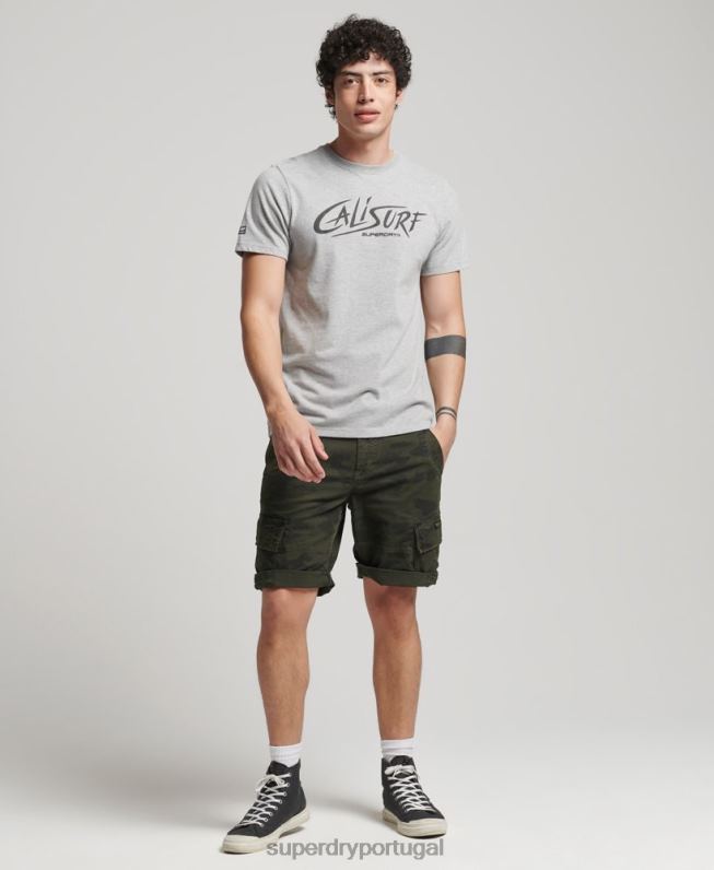 camiseta cali vintage homens cinza roupas Superdry 2208H4909