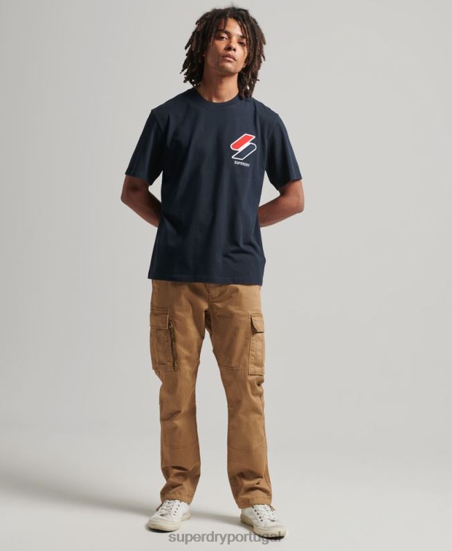 camiseta clássica com apliques homens marinha roupas Superdry 2208H4926