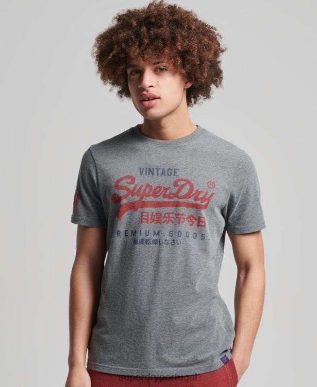 camiseta clássica com logo gráfico homens cinza roupas Superdry 2208H4828
