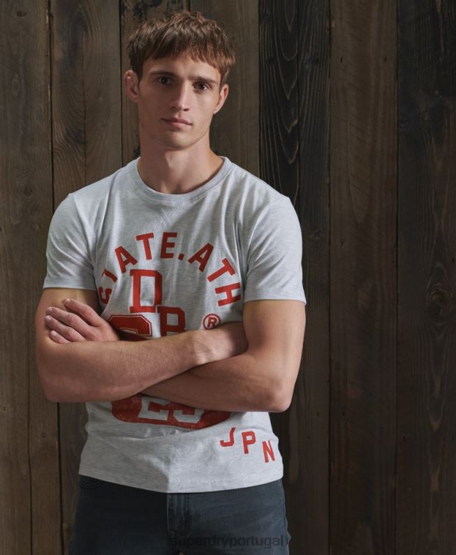 camiseta clássica de atletismo homens cinza claro roupas Superdry 2208H4966