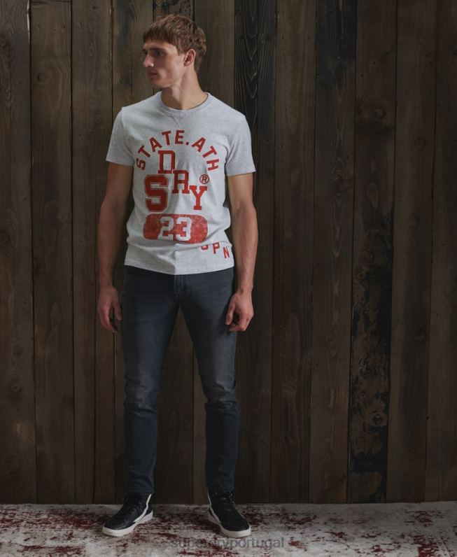 camiseta clássica de atletismo homens cinza claro roupas Superdry 2208H4966