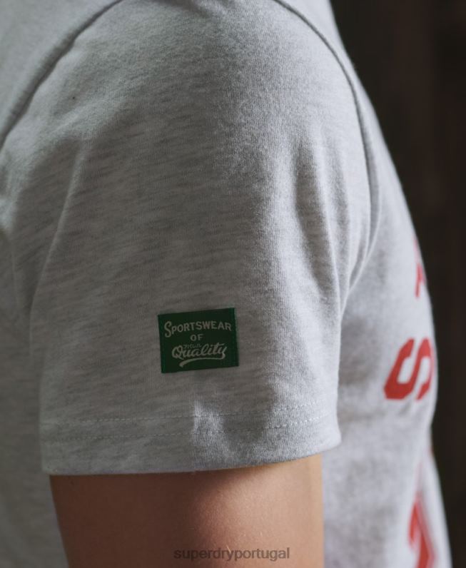 camiseta clássica de atletismo homens cinza claro roupas Superdry 2208H4966