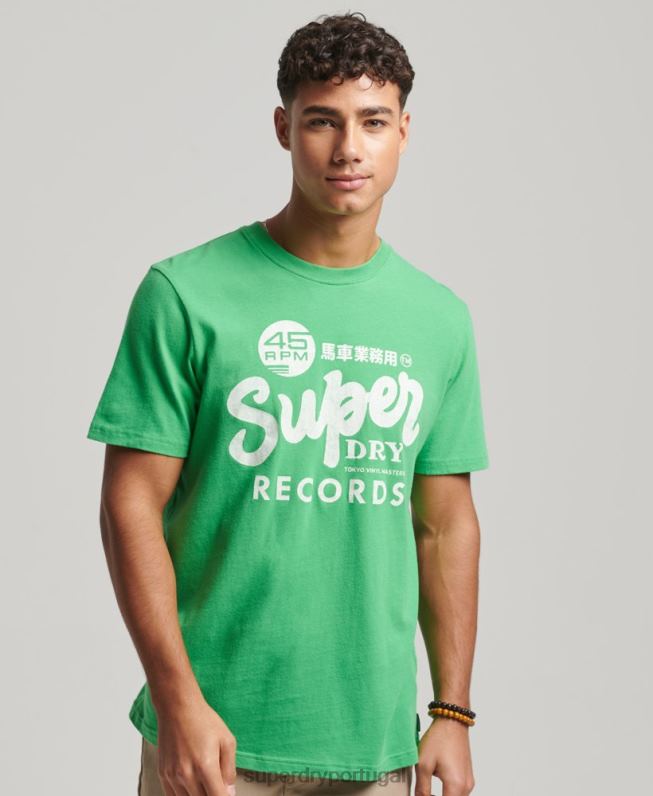 camiseta clássica retrabalhada homens verde roupas Superdry 2208H20