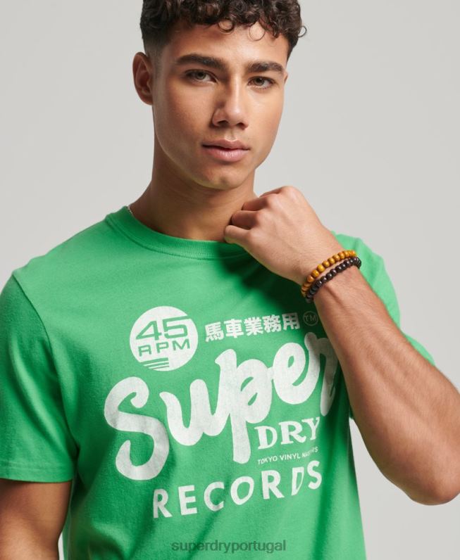 camiseta clássica retrabalhada homens verde roupas Superdry 2208H20