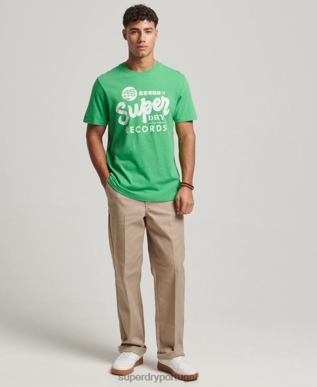 camiseta clássica retrabalhada homens verde roupas Superdry 2208H20
