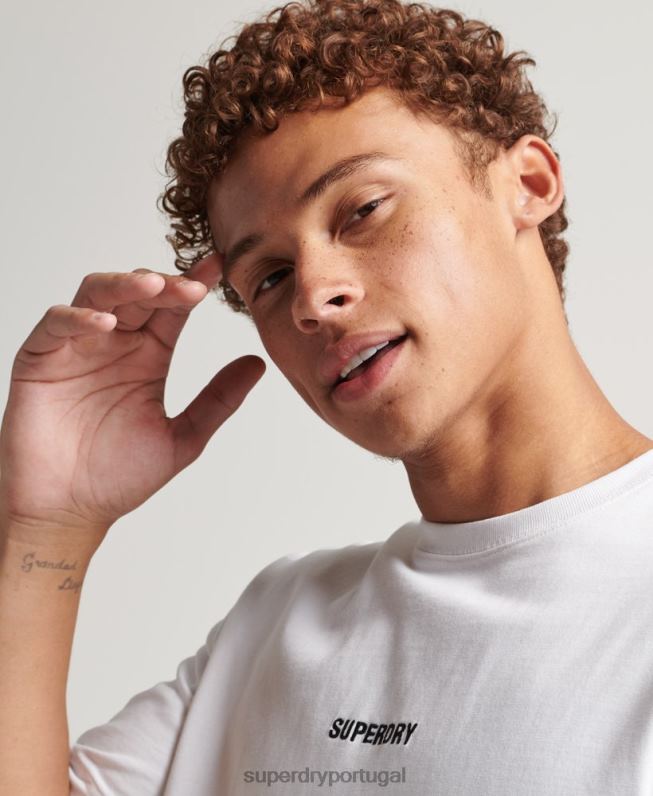 camiseta code micro logo homens branco roupas Superdry 2208H4803