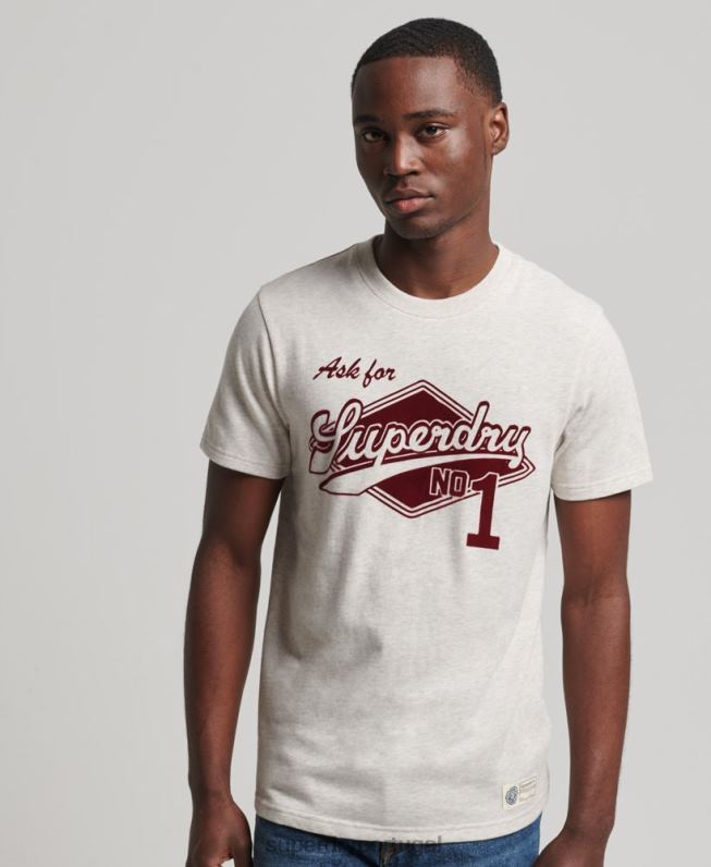 camiseta colegial estilo script vintage homens creme roupas Superdry 2208H4953