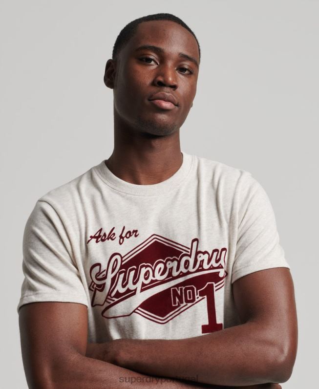 camiseta colegial estilo script vintage homens creme roupas Superdry 2208H4953