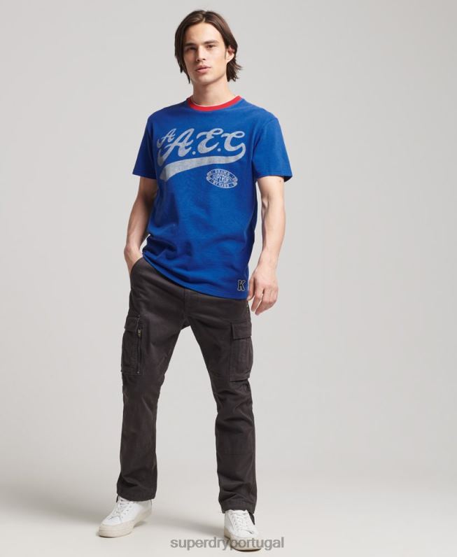 camiseta colegial homens azul roupas Superdry 2208H4961