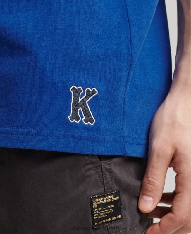 camiseta colegial homens azul roupas Superdry 2208H4961