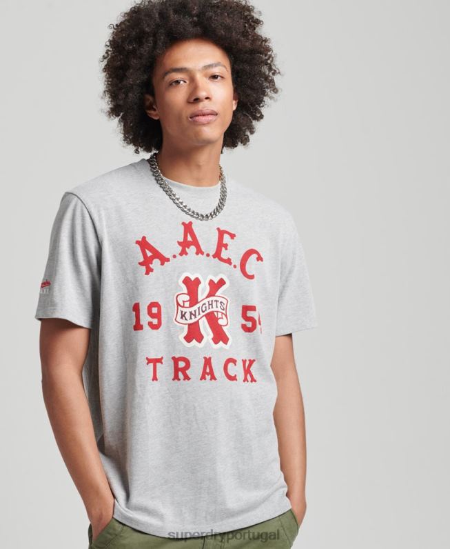 camiseta colegial vintage homens cinza roupas Superdry 2208H4866