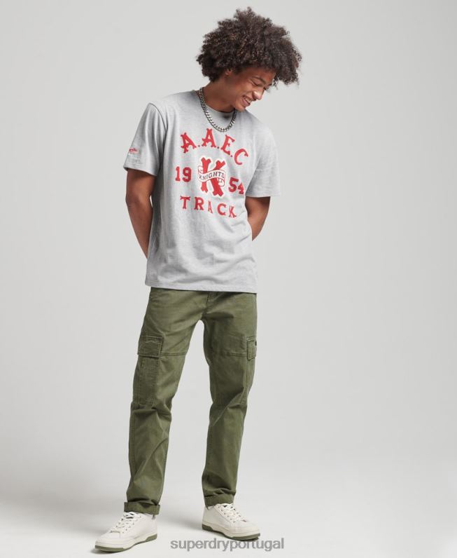 camiseta colegial vintage homens cinza roupas Superdry 2208H4866