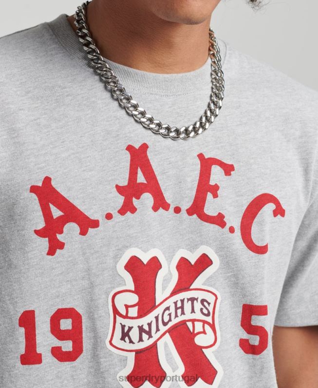 camiseta colegial vintage homens cinza roupas Superdry 2208H4866