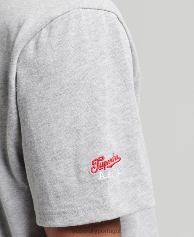camiseta colegial vintage homens cinza roupas Superdry 2208H4866