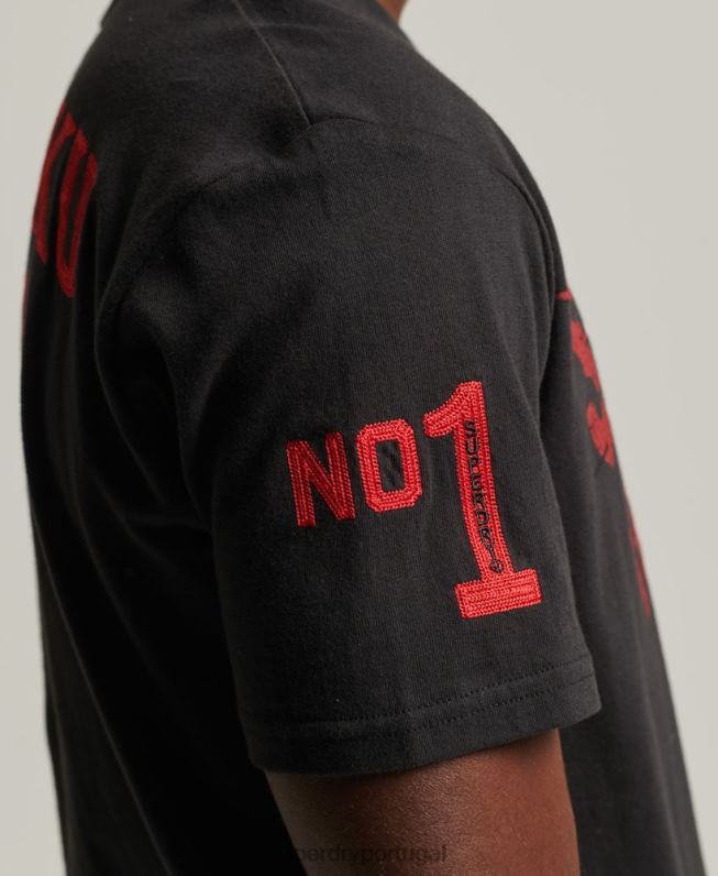 camiseta colegial vintage homens preto roupas Superdry 2208H4950