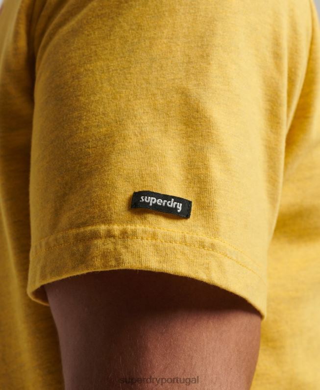 camiseta com adesivo de viagem vintage homens amarelo roupas Superdry 2208H22
