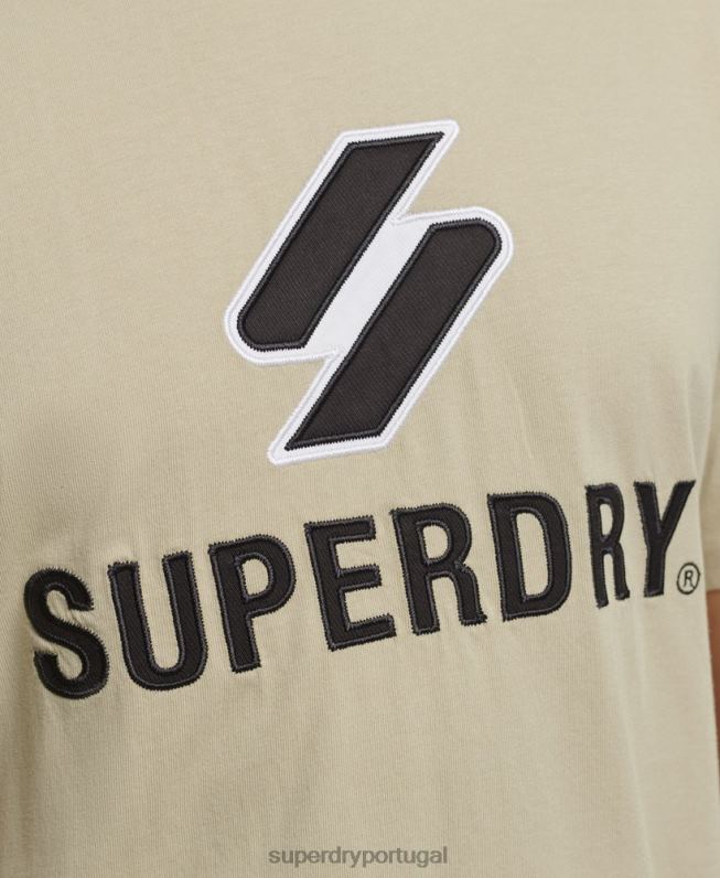 camiseta com aplique de logo s homens bege roupas Superdry 2208H4815