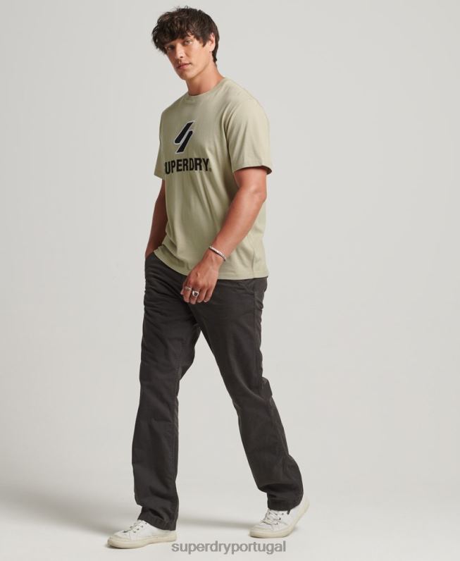 camiseta com aplique de logo s homens bege roupas Superdry 2208H4815