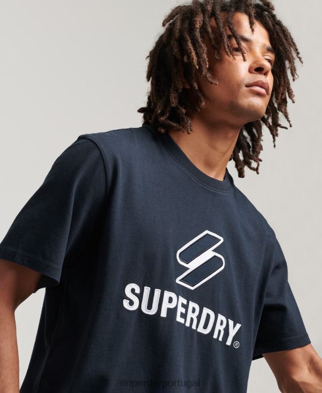 camiseta com aplique de logo s homens marinha roupas Superdry 2208H4880