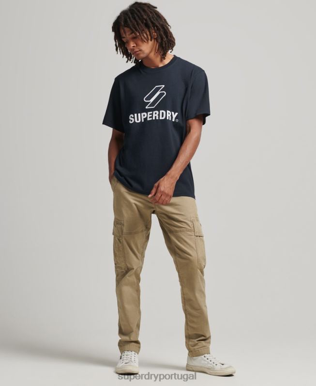 camiseta com aplique de logo s homens marinha roupas Superdry 2208H4880
