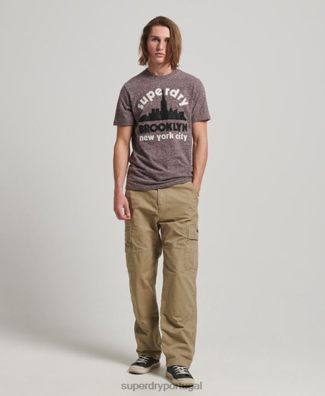 camiseta com apliques ao ar livre homens marrom roupas Superdry 2208H116