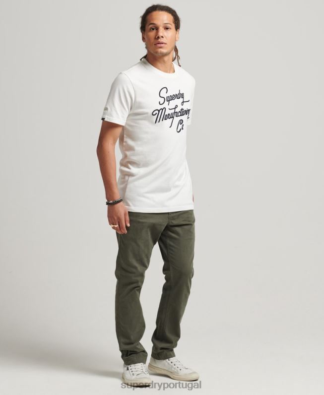 camiseta com logo bordado homens creme roupas Superdry 2208H4851