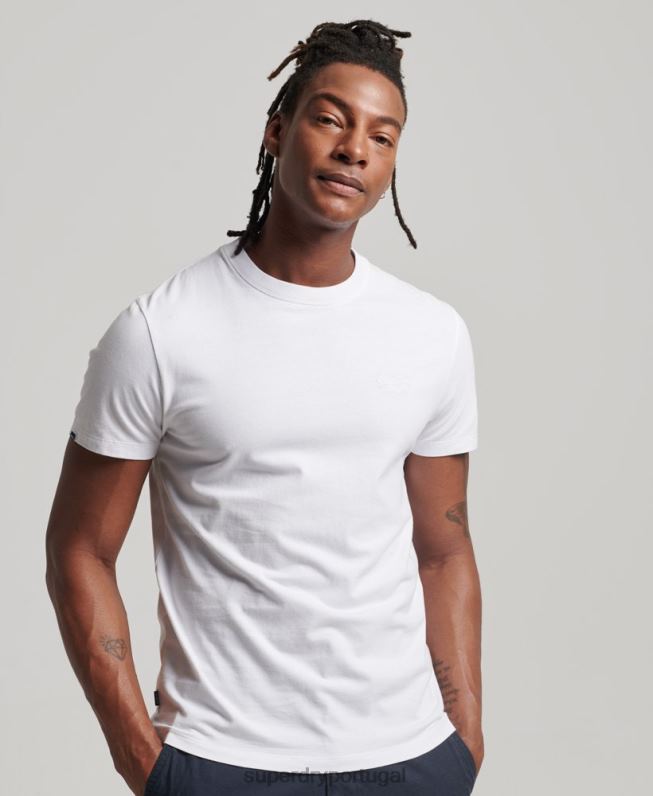 camiseta com logo essencial de algodão orgânico homens branco roupas Superdry 2208H1