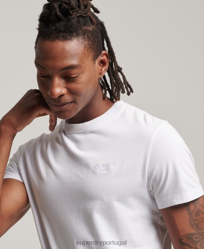 camiseta com logo essencial de algodão orgânico homens branco roupas Superdry 2208H1