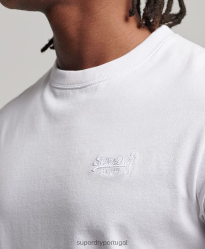 camiseta com logo essencial de algodão orgânico homens branco roupas Superdry 2208H1