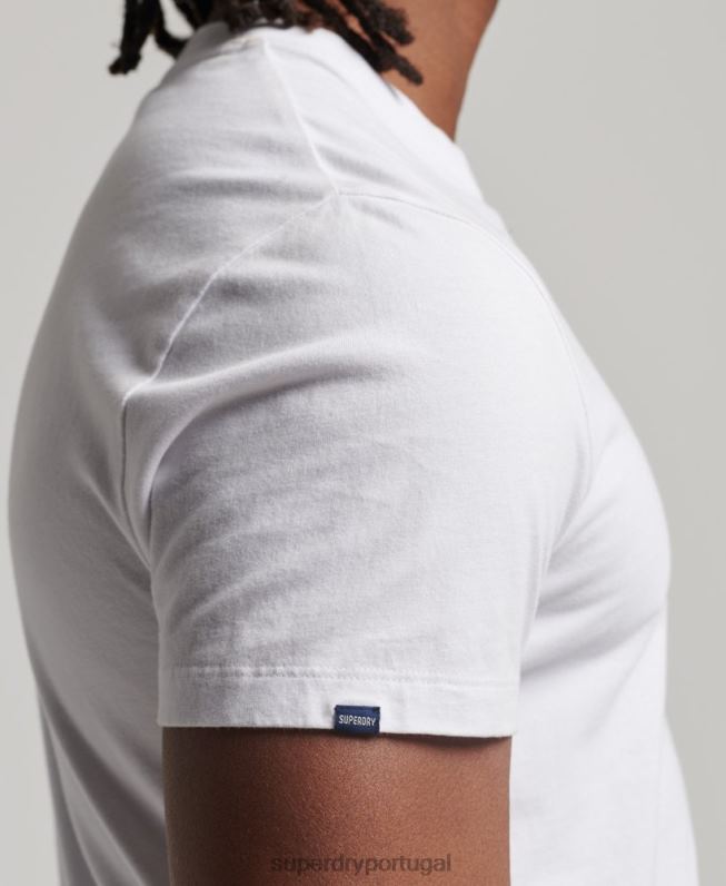 camiseta com logo essencial de algodão orgânico homens branco roupas Superdry 2208H1