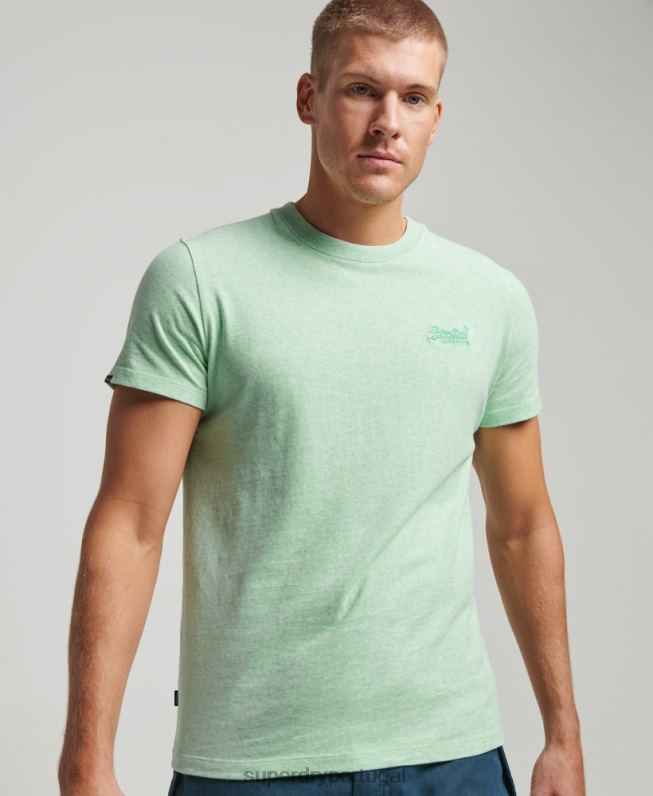 camiseta com logo essencial de algodão orgânico homens verde roupas Superdry 2208H4