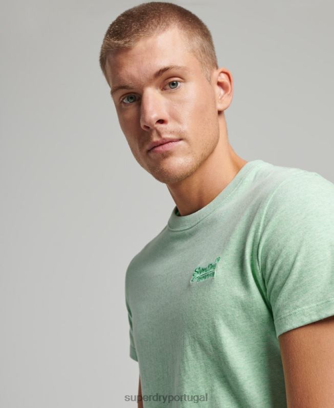 camiseta com logo essencial de algodão orgânico homens verde roupas Superdry 2208H4