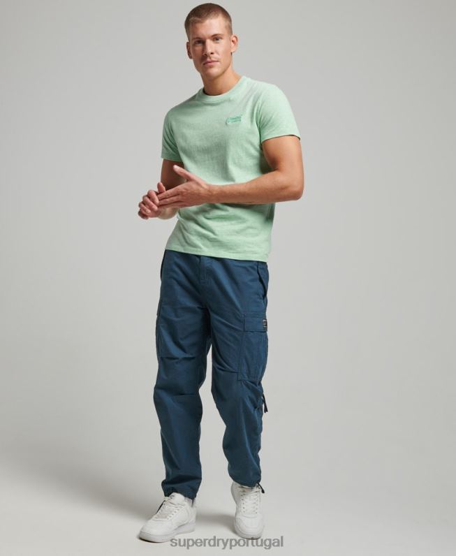 camiseta com logo essencial de algodão orgânico homens verde roupas Superdry 2208H4
