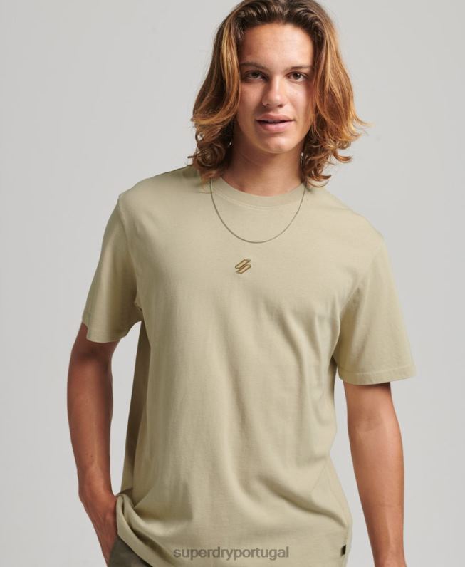 camiseta com logo essencial folgada homens bege roupas Superdry 2208H4970