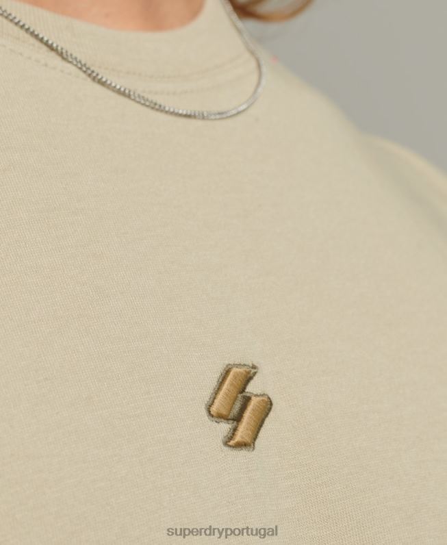 camiseta com logo essencial folgada homens bege roupas Superdry 2208H4970