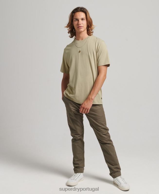 camiseta com logo essencial folgada homens bege roupas Superdry 2208H4970